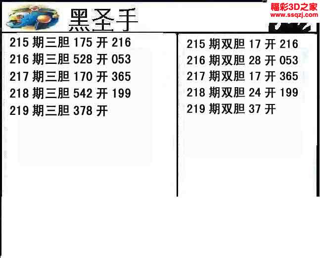 福彩3D黑圣手字谜